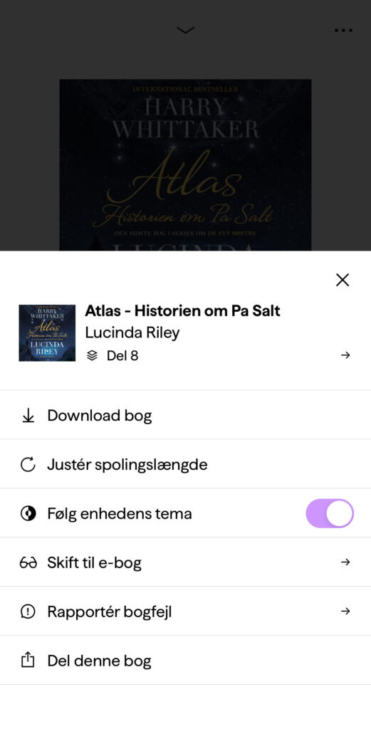 BookBeat app skift mellem lytning og læsning