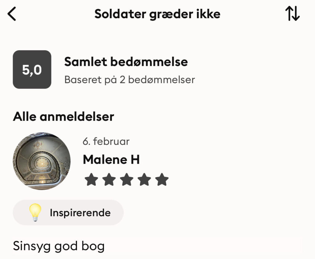 Soldater græder ikke lydbog anmeldelser