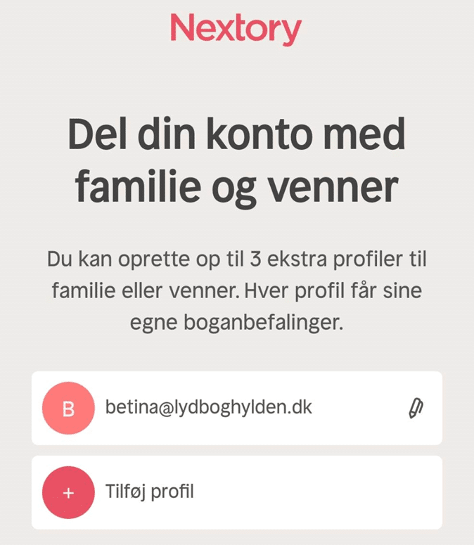 Nextory tilføj ekstra profiler