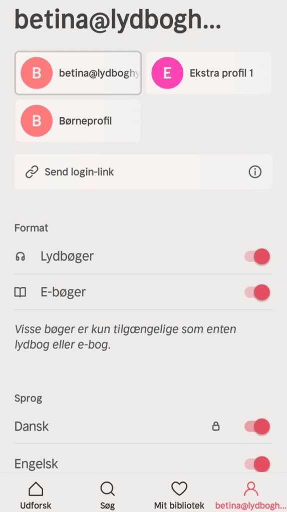 Vælg sprog Nextory